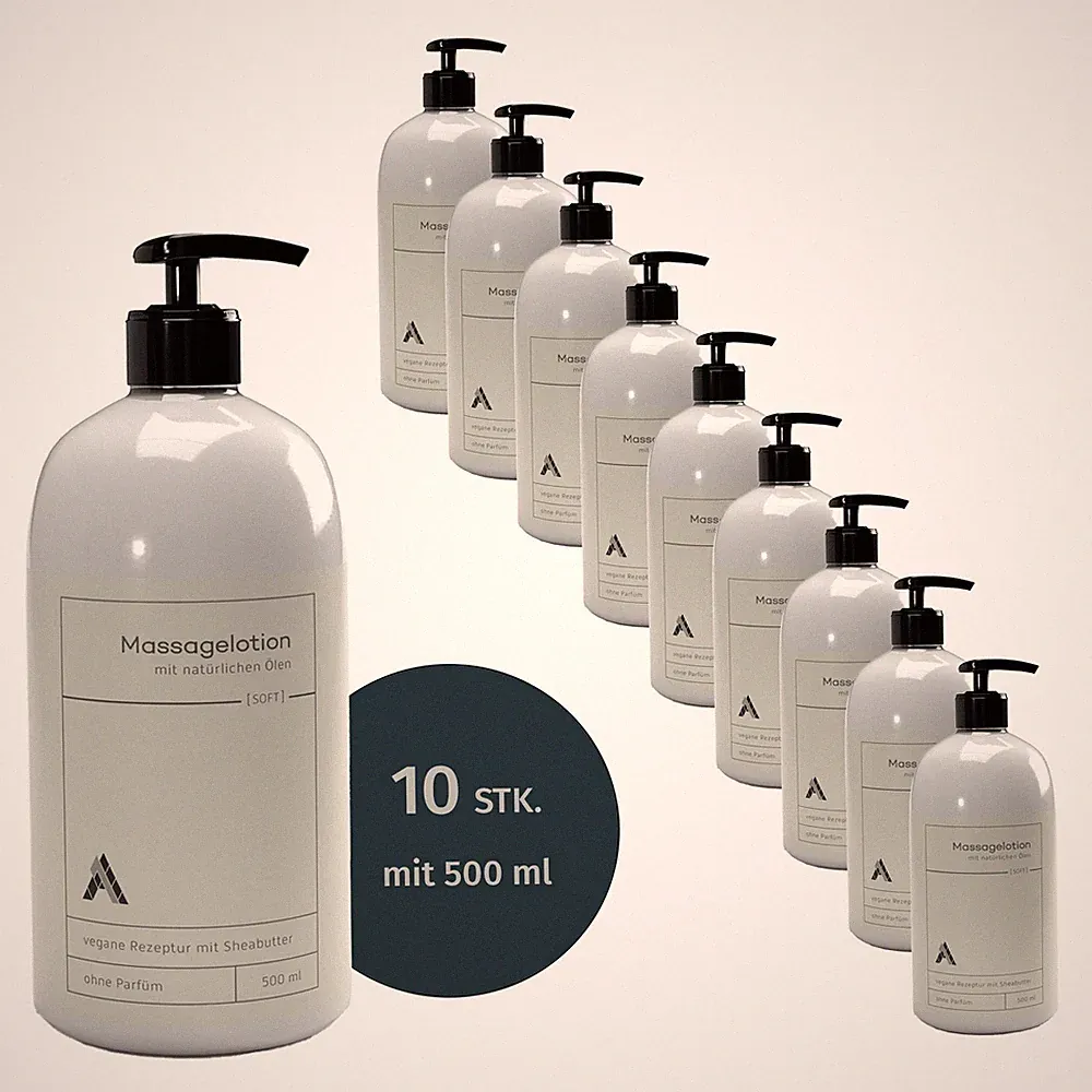 Massagelotion SOFT | natürliche Öle | 10x500ml | inkl. Spender | für Therapeuten