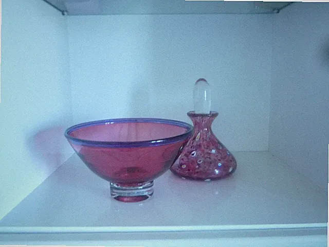 Mike Hunter Glas Spirituosenschale und Parfumflakon signiert
