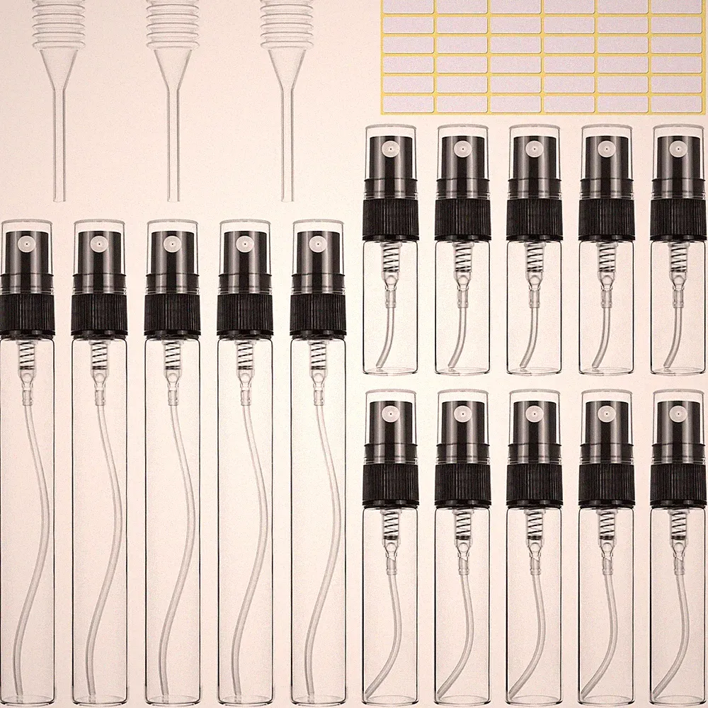 Mini Glas Parfümzerstäuber Set 15 Stück Nachfüllbar Reise Sprühflasche 3ml 5ml