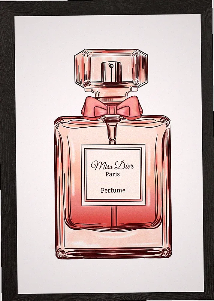 Miss Dior Paris Parfum Illustratio gerahmtes Wandbild Poster Leinwanddruck Bild