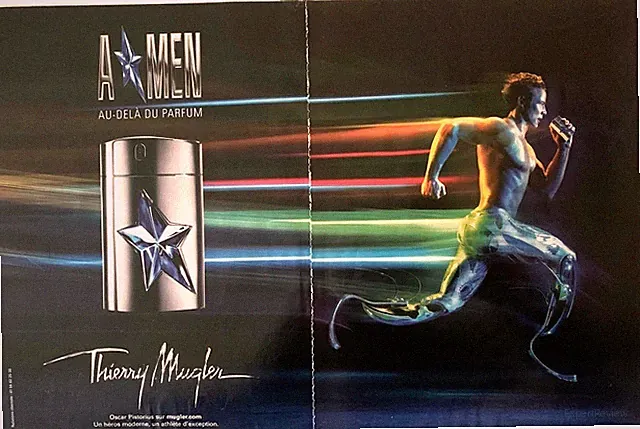 MODE PARFUM PUB WERBUNG THIERRY MUGLER A MEN 'AU-DELA DU PARFUM' 2 SEITEN
