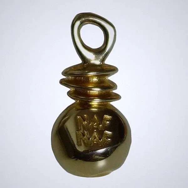 NAF NAF Parfum Flakon Pin Anstecker Vintage Gold Frankreich Retro Sammlerstück