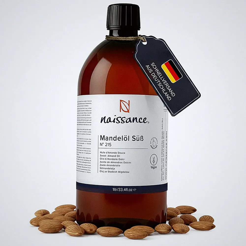Naissance Natürliches Süßes Mandelöl (Nr. 215) 1 Liter – Vegan, Gentechnikfrei