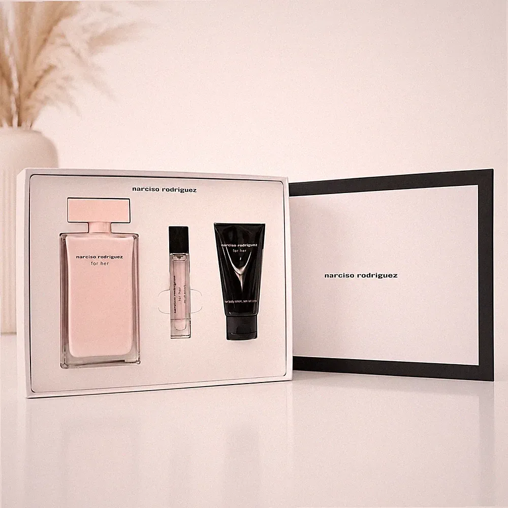Narciso Rodriguez For Her Damen Geschenkset EDP 100ml + 10ml + Body Lotion 50ml
