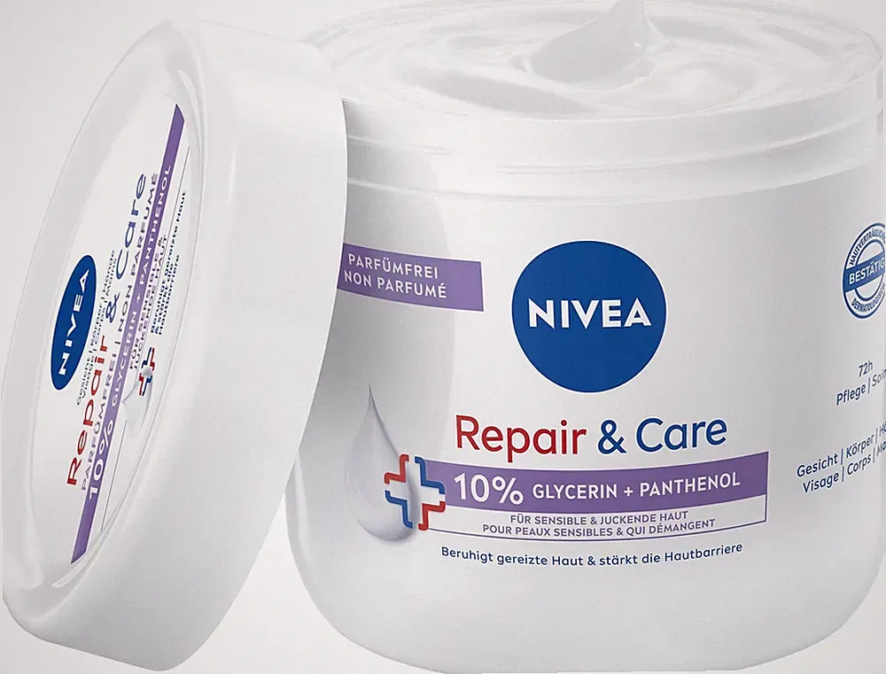NIVEA Repair & Care Parfümfrei Creme, 400 ml (1er Pack), weiß