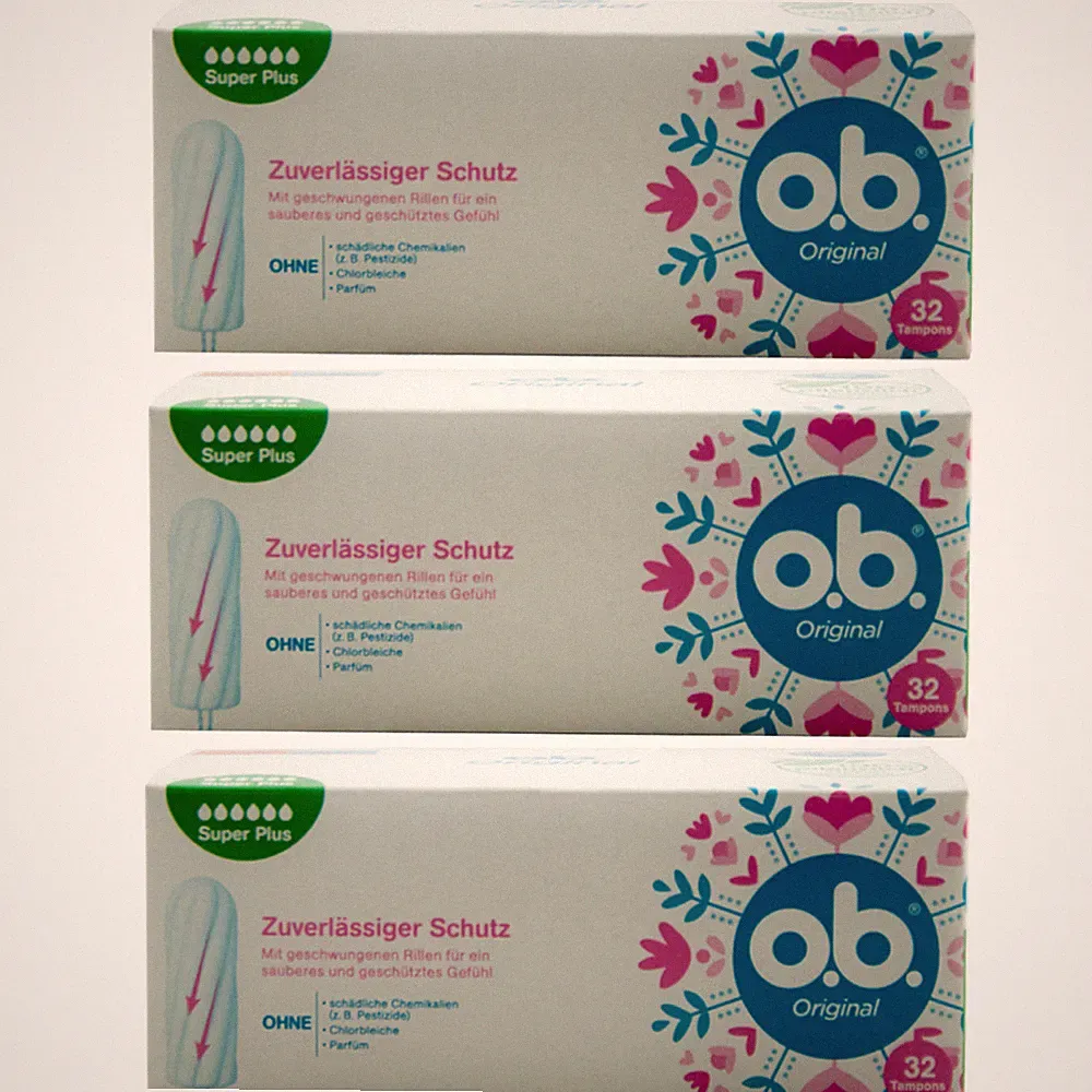 o.b. SUPER PLUS 3 x 32 Stück o.b. Original - 100% pflanzlich Tampon parfümfrei