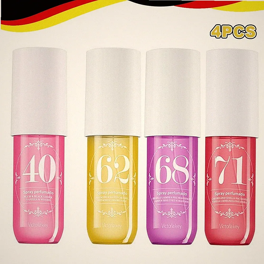 Parfüm Bodyspray Damen, 4 Stk 90ml Fruchtiges Hair and Body Mist #62+#40+#71+#68