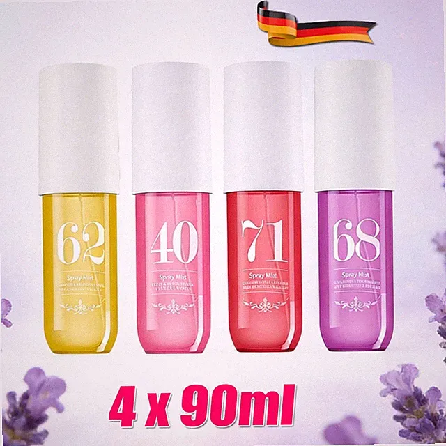 Parfüm Bodyspray Damen, 4 Stk 90ml Fruchtiges Hair and Body Mist #62+#40+#71+#68