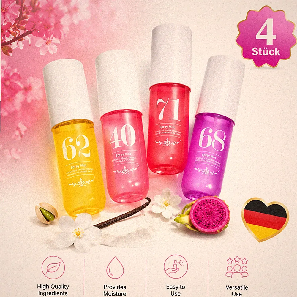 Parfüm Bodyspray Damen Fruchtig 90ml 4er Set Body Mist Long Lasting Neu DE