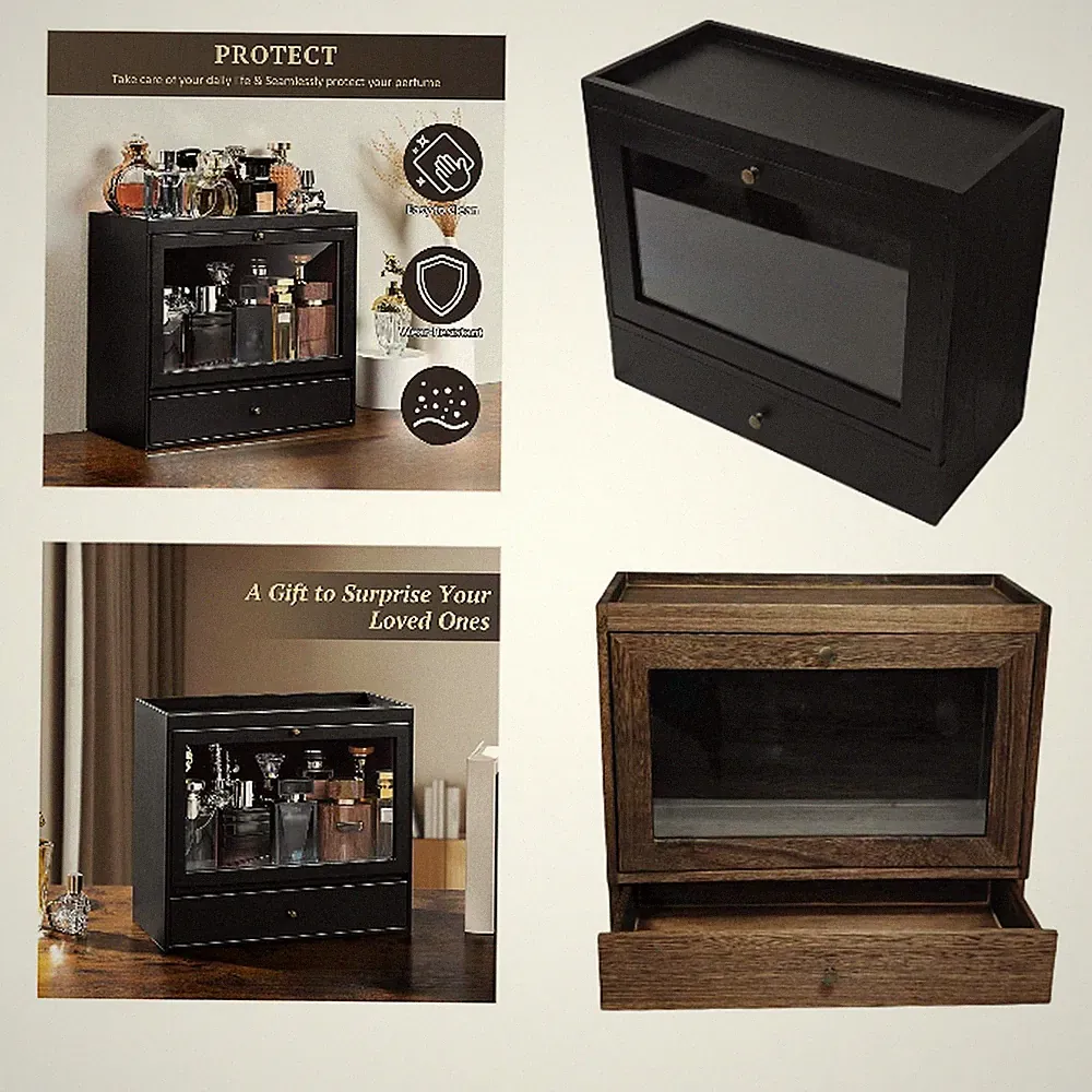 Parfüm Organizer Holz Große Kapazität Kosmetik Vitrine Make-up Aufbewahrung