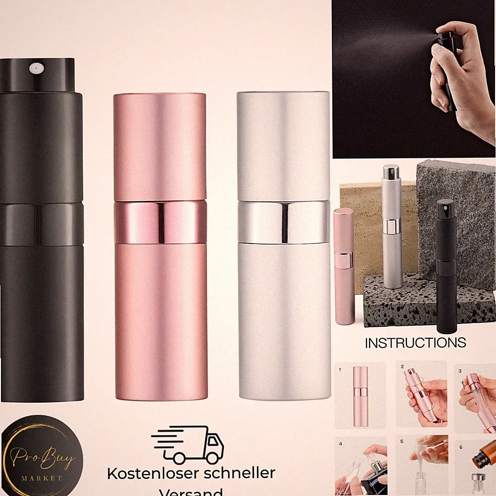 Parfüm Zerstäuber 8ml Nachfüllbar 3 Stück Farben Silber Pink Schwarz