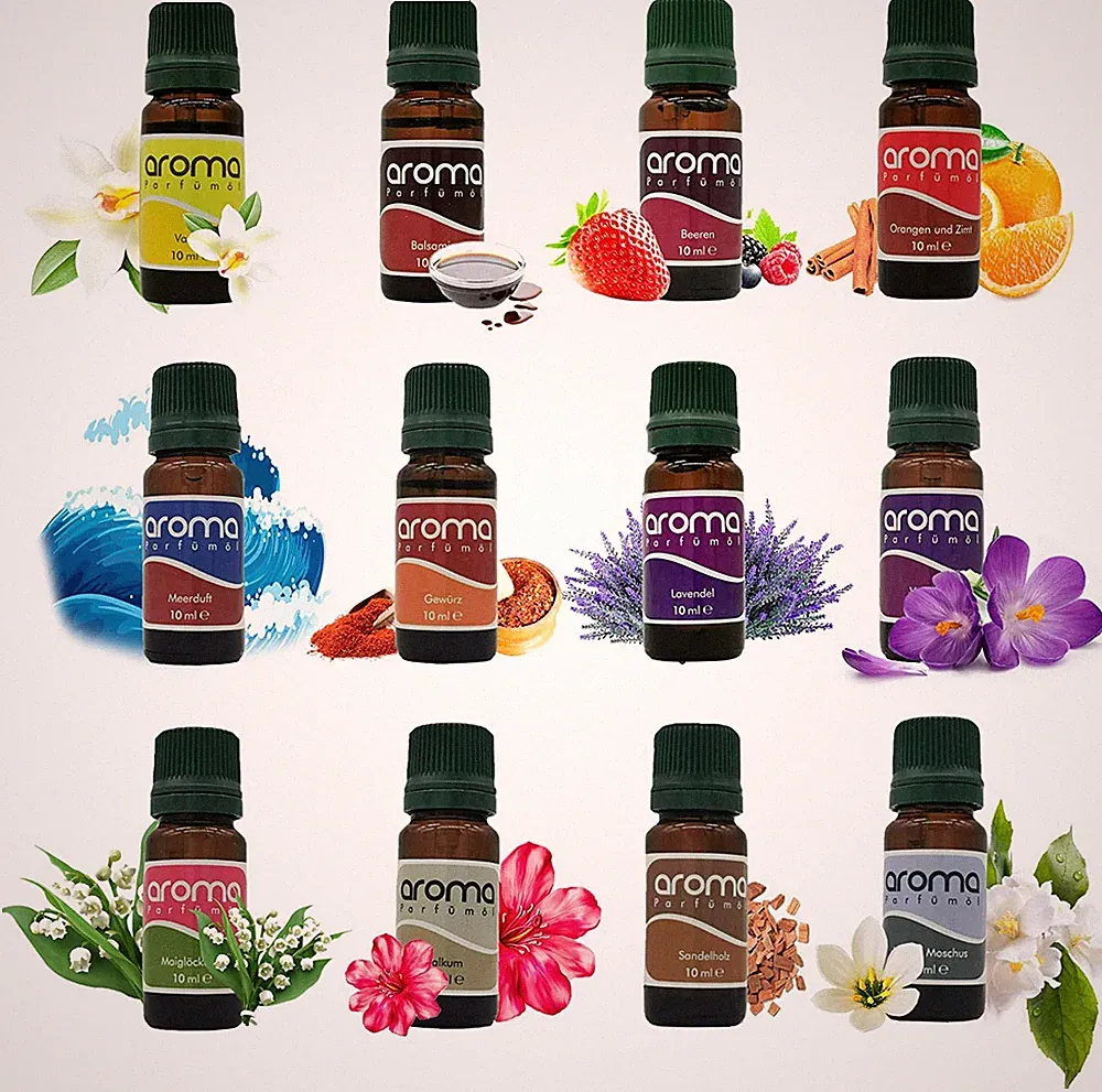 Parfümöl Set, 12-teilig je 10 ml, Raumduft, Duftöl Geschenkset, Diffuser