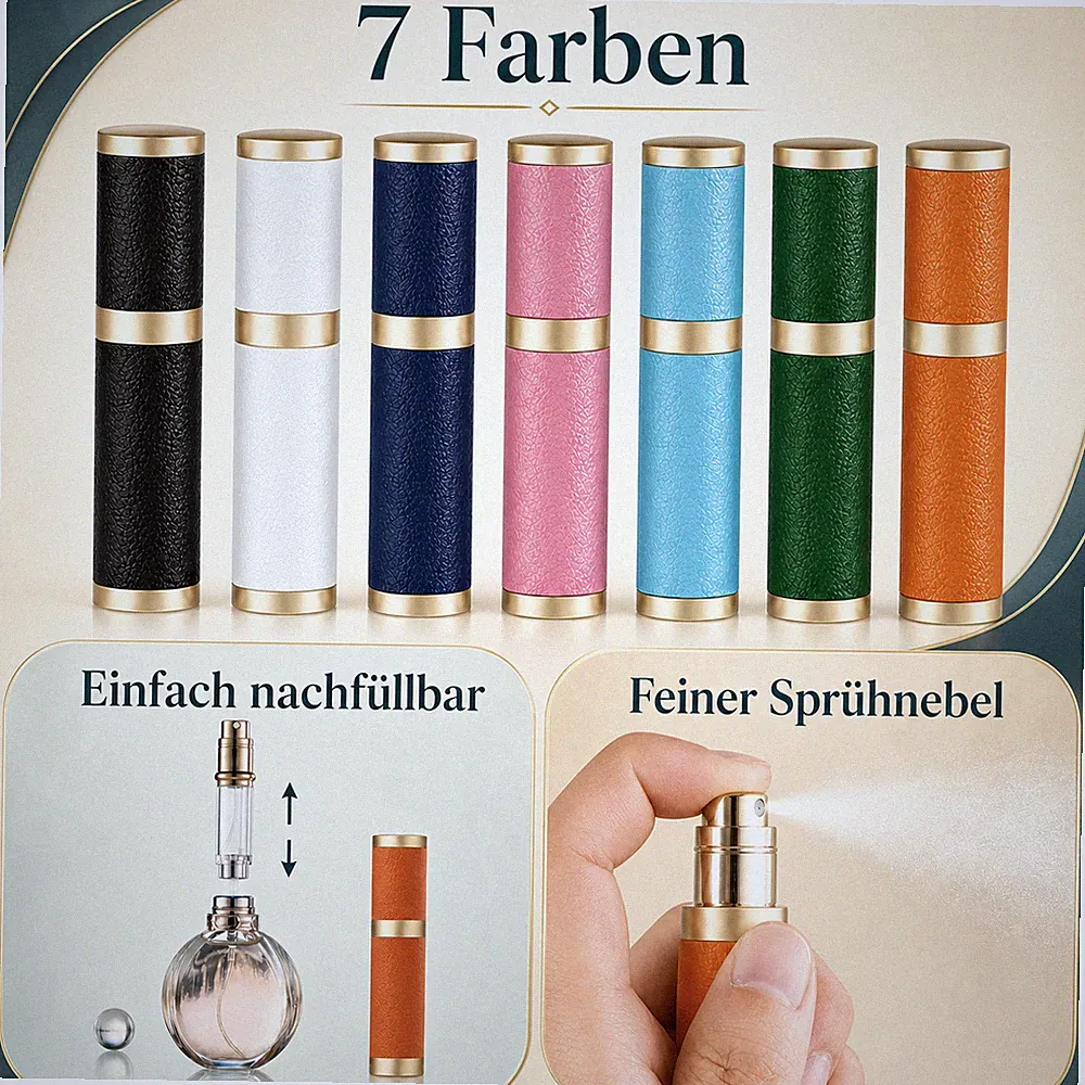 Parfümzerstäuber 5 ml nachfüllbar Aluminium PU-Leder Reise Sprühflasche