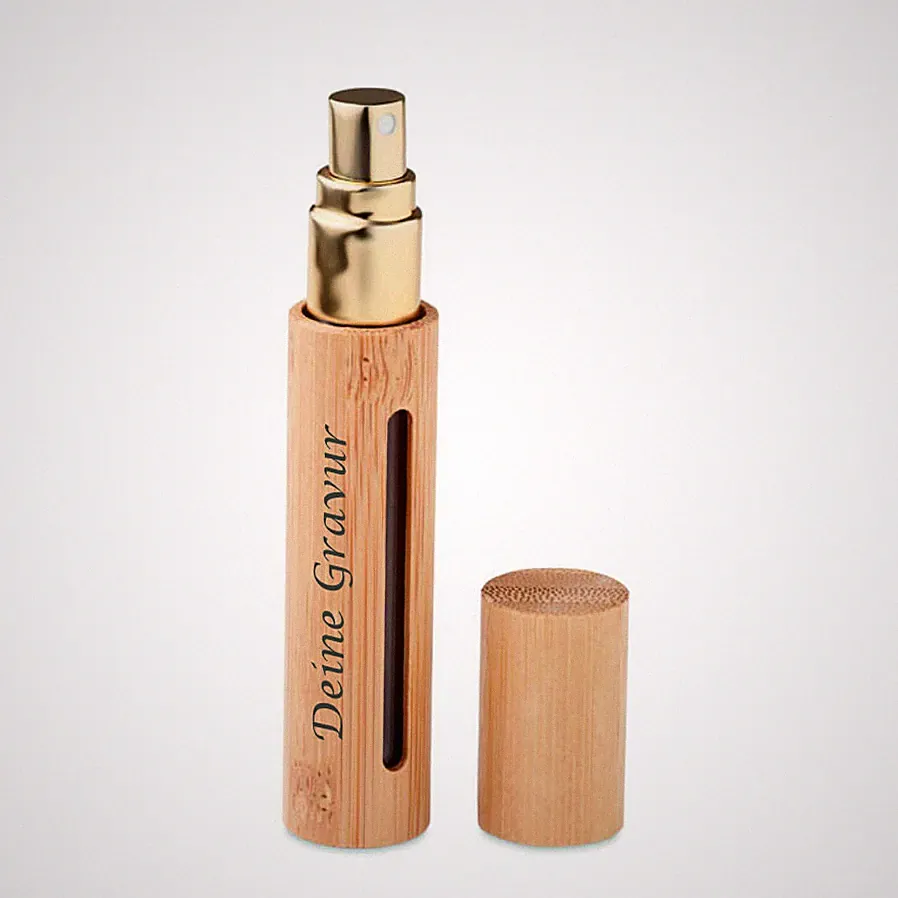 Parfümzerstäuber Parfümflacon inkl. Gravur graviert Bambus Metall 10 ml