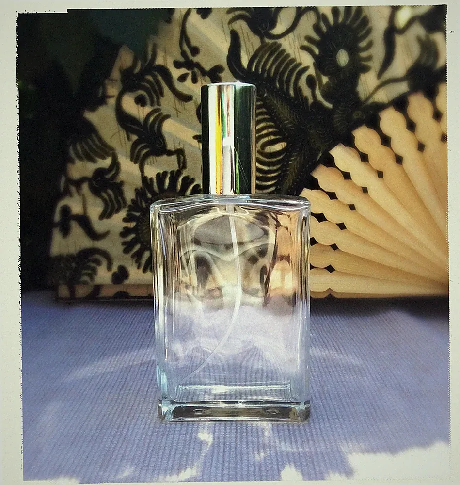 Parfum Flakon - leer - rechteckige Form - 50 ml silber - nachfüllbar - NEU