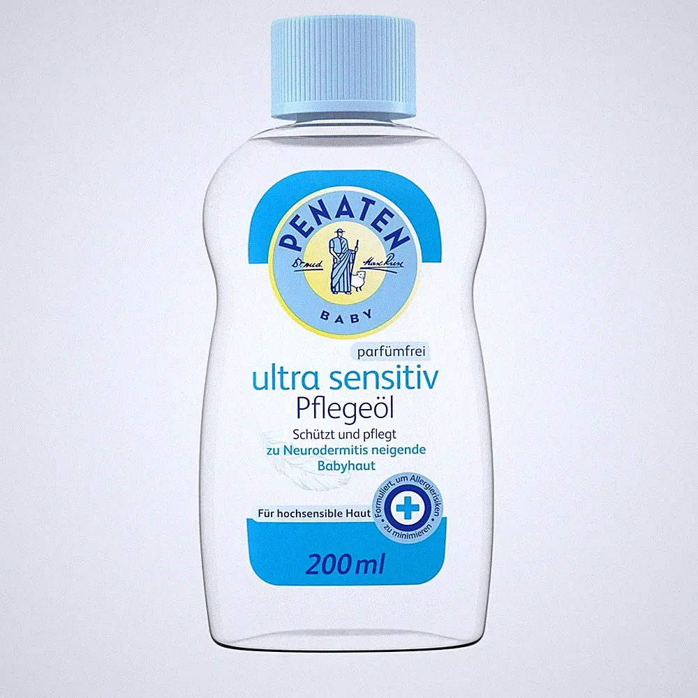 Penaten Ultra Sensitiv Pflegeöl 200 ml, schützendes Baby Massageöl und pa