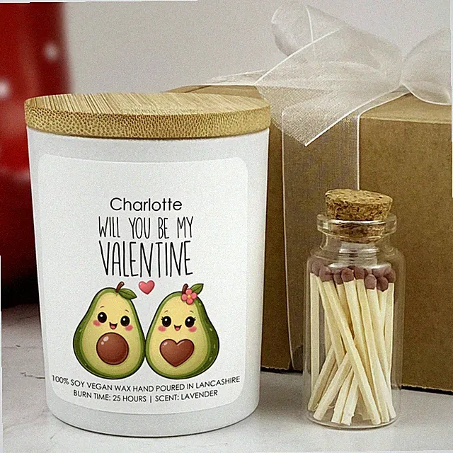 Personalisierte Valentinstag Kerze Geschenk Paar Geschenk Duft Sojawachs Avocado Paar
