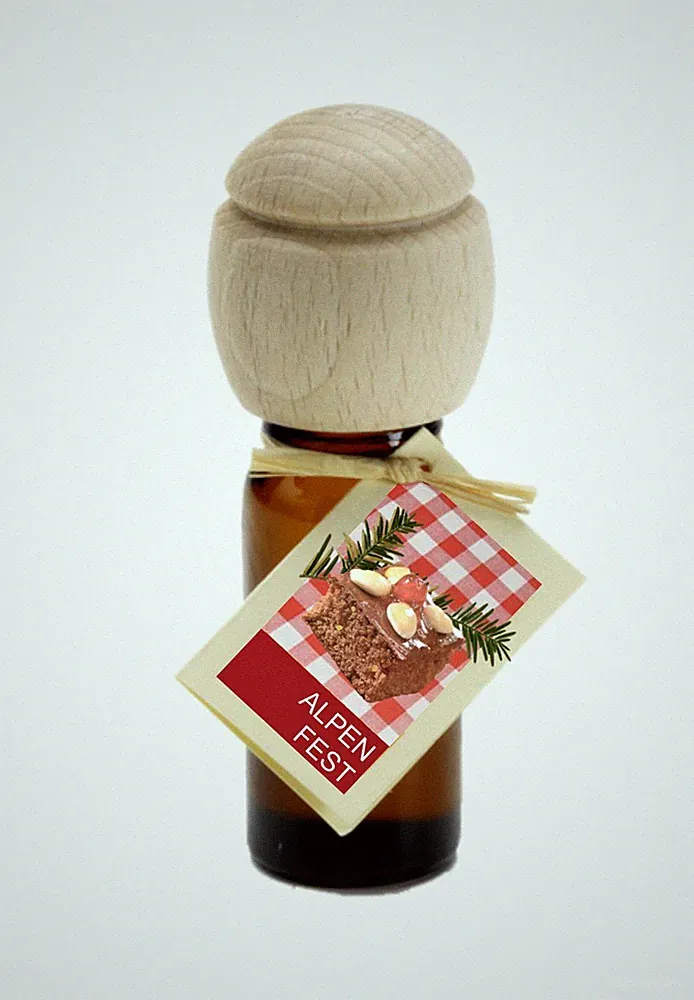 Piccolino Raumduft Duftöl Alpenfest mit Buchenholzkopf Parfümöl 10 ml