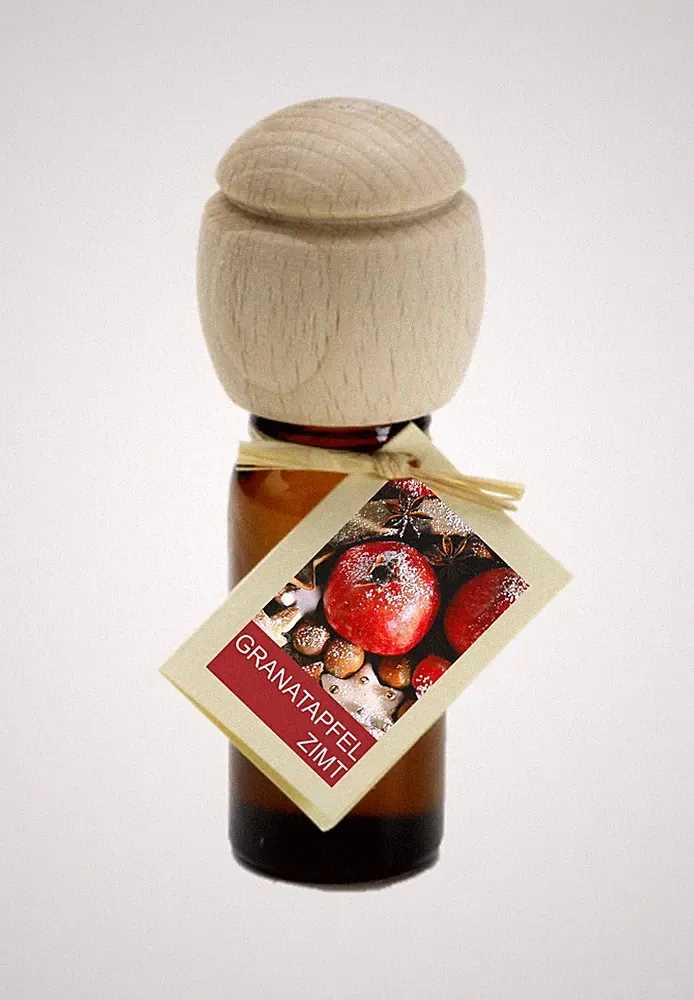 Piccolino Raumduft Duftöl Granatapfel Zimt mit Buchenholzkopfr Parfümöl 10ml