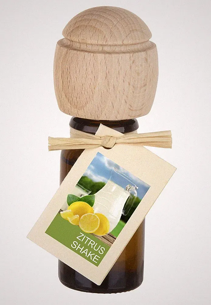 Piccolino Raumduft Duftöl Zitrus Shake mit Buchenholzkopf Diffuser Parfümöl 10 m