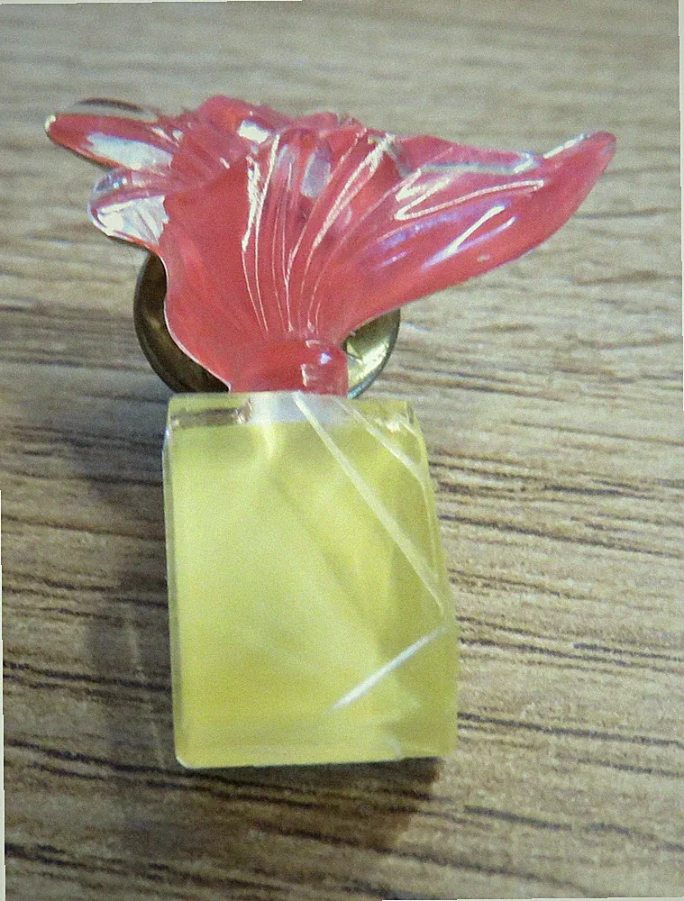PIN Betty Barclay Parfum Flakon Metall / Glas vergoldet