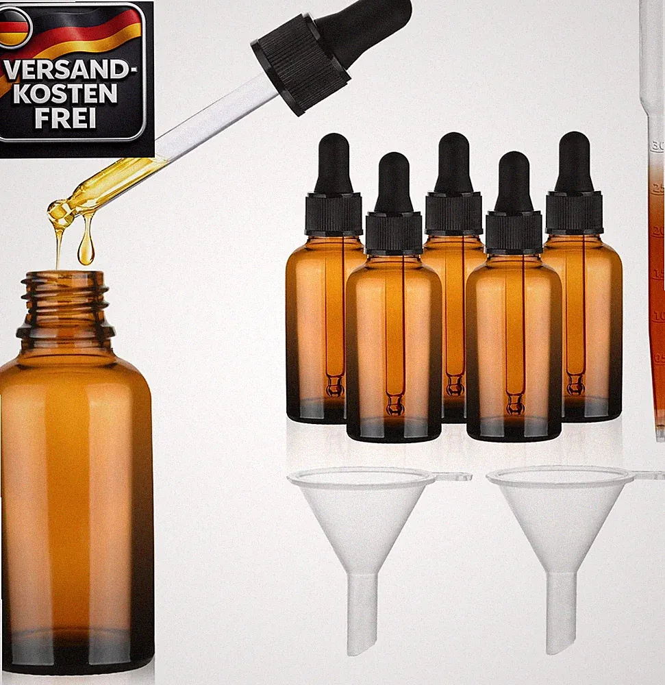 Pipettenflasche aus Braunglas 30ml für ätherische Öle Parfüms und Kosmetika