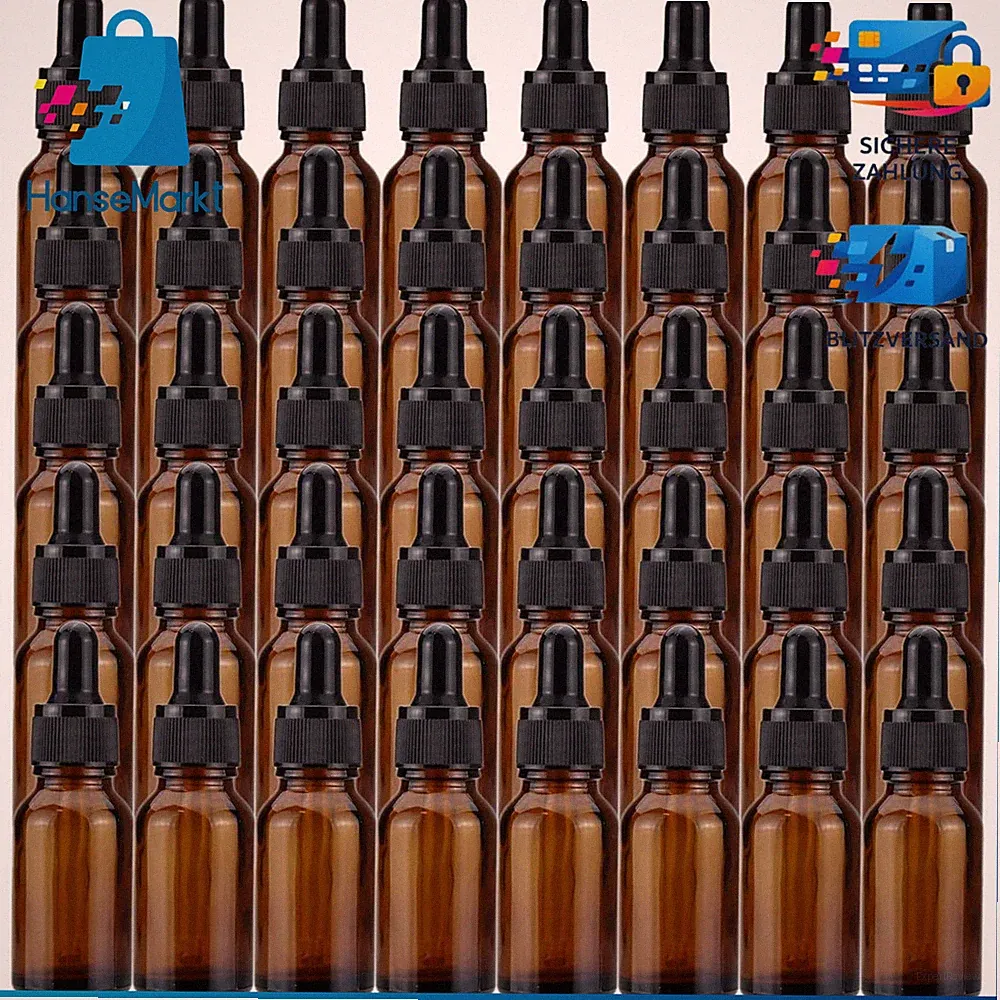 Pipettenflasche Braunglas 15ml 40 Stück mit Glaspipette für Öle Parfum Extrakte