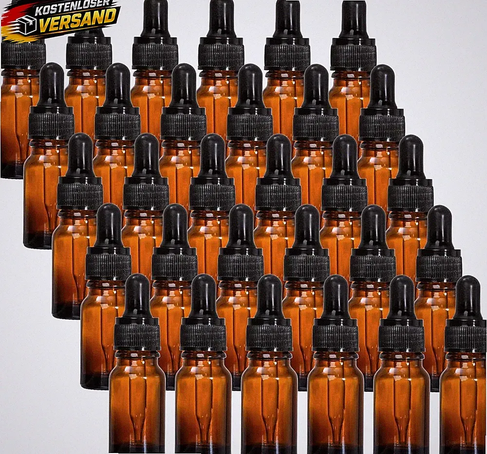 Pipettenflaschen 10ml Braunglas Tropfflaschen für ätherische Öle Parfüm 30 Stück