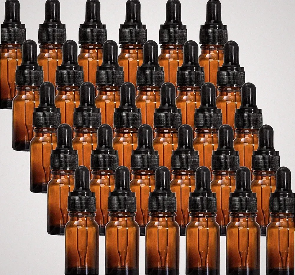 Pipettenflaschen Set 20ml Braunglas mit Glaspipette für ätherische Öle Parfüm