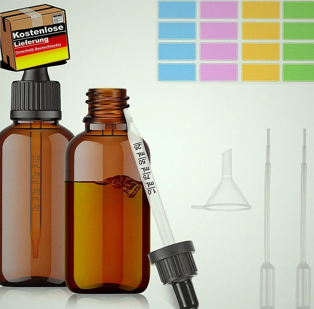 Pipettenflaschen Set 30ml Braunglas mit Tropfenpipette für ätherische Öle Parfüm