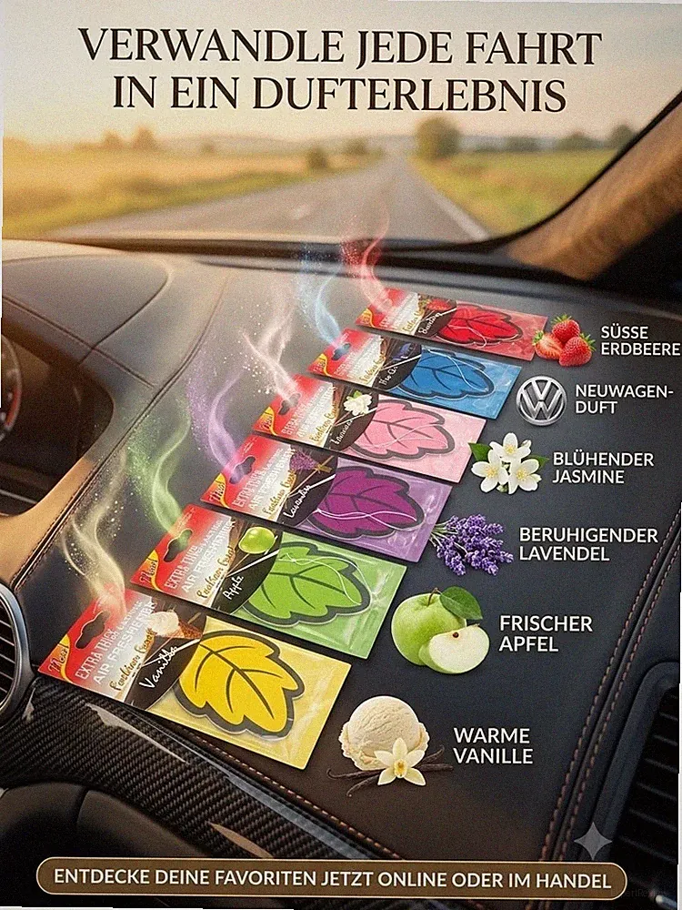 Premium Auto Lufterfrischer Set | 6 Düfte | Auto Parfum langanhaltend Frische