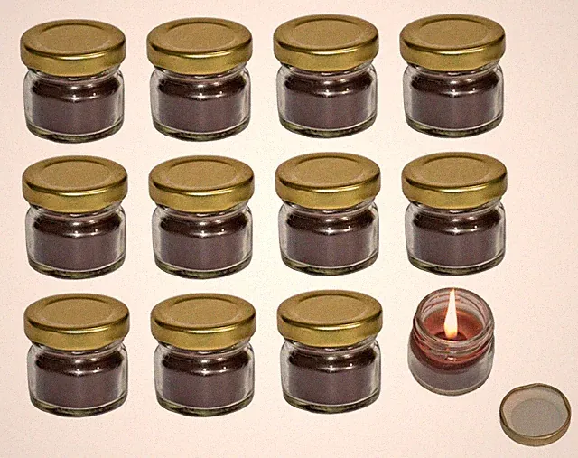 Pure Source India Mini Jar Candles, Vanilla Fragrance, 12 Pieces