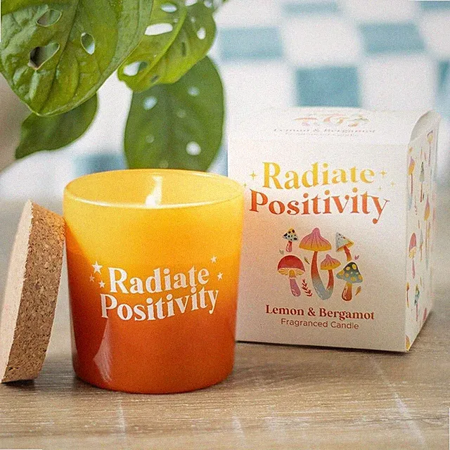 Radiate Positivity Duftkerze, Zitrone & Bergamotte Duft, Korkdeckel