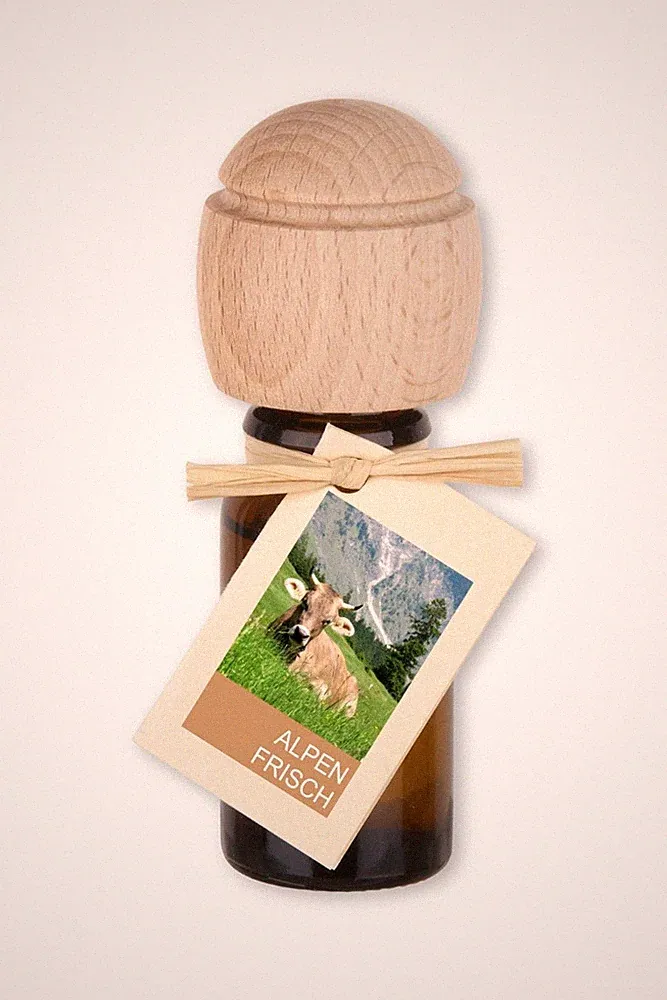 Raumduftöl Alpenfrisch 10ml Parfümöl Buchenholz-Deckel beruhigend Alpen