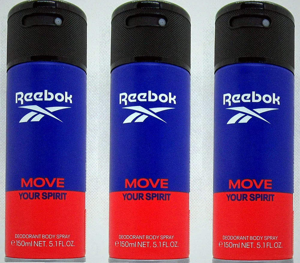 Reebok MOVE YOUR SPIRIT Deo Spray Deodorant Bodyspray Herren Deospray 3 x 150ml