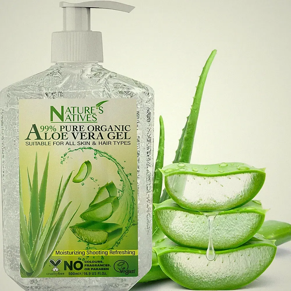 Reines 99% Bio Aloe Vera Gel aus frisch geschnittener Aloe für Gesicht, Haare, Haut