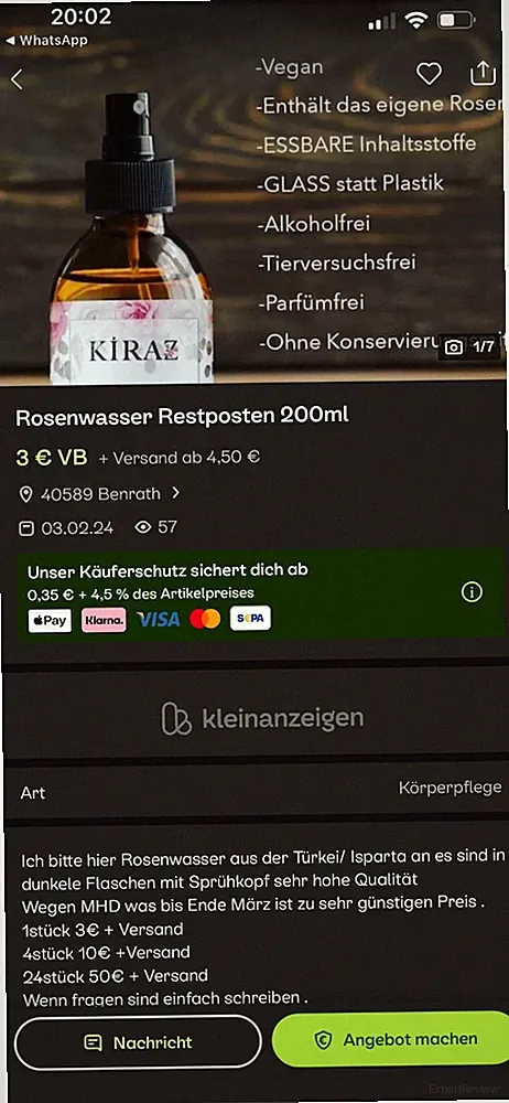 Roaenwasser 100% pflanzlich