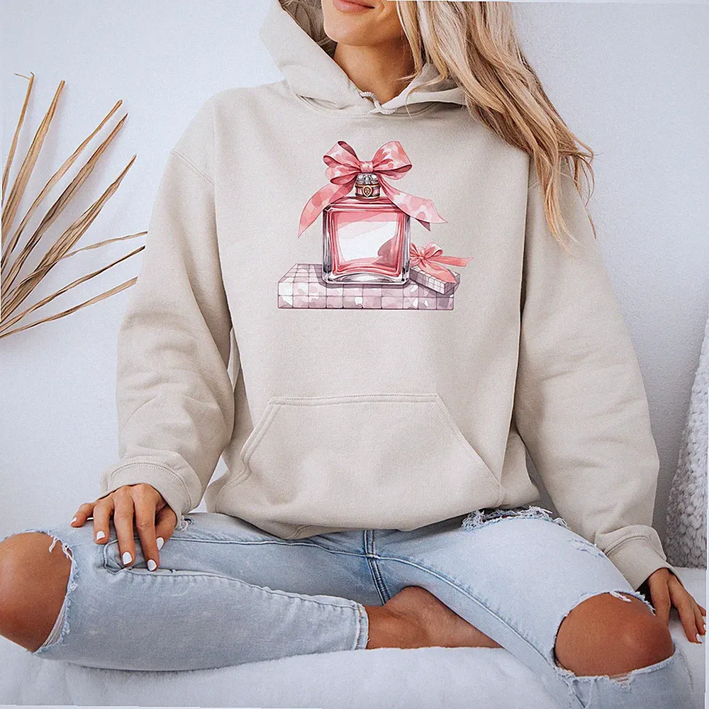 Rosa Parfüm Flakon Damen Hoodie süß kokett Mode Schönheit Liebhaber Geschenk