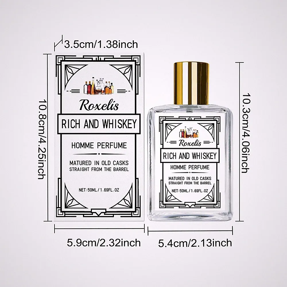 ROXELIS Herren Parfum Whisky 50 ml Eau de Toilette Long Tenue