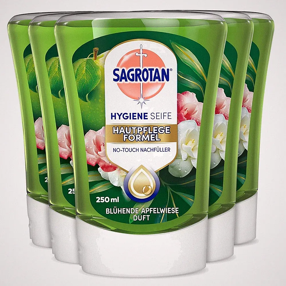 Sagrotan No-Touch Nachfüller Blühende Apfelwiese Duft Limited Edition 5 x 250ml