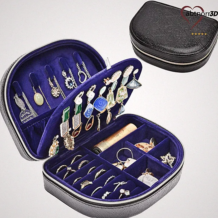 Schmuckkästchen für Damen, Reise Schmuckbox aus PU-Leder, 17x13 cm, Glänzend