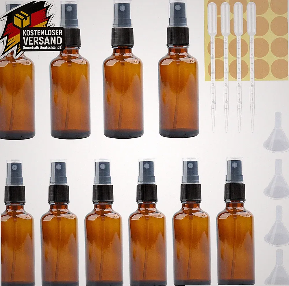 Set mit 10 Glas Sprühflaschen 50ml 30ml für ätherische Öle Parfüm Kosmetik
