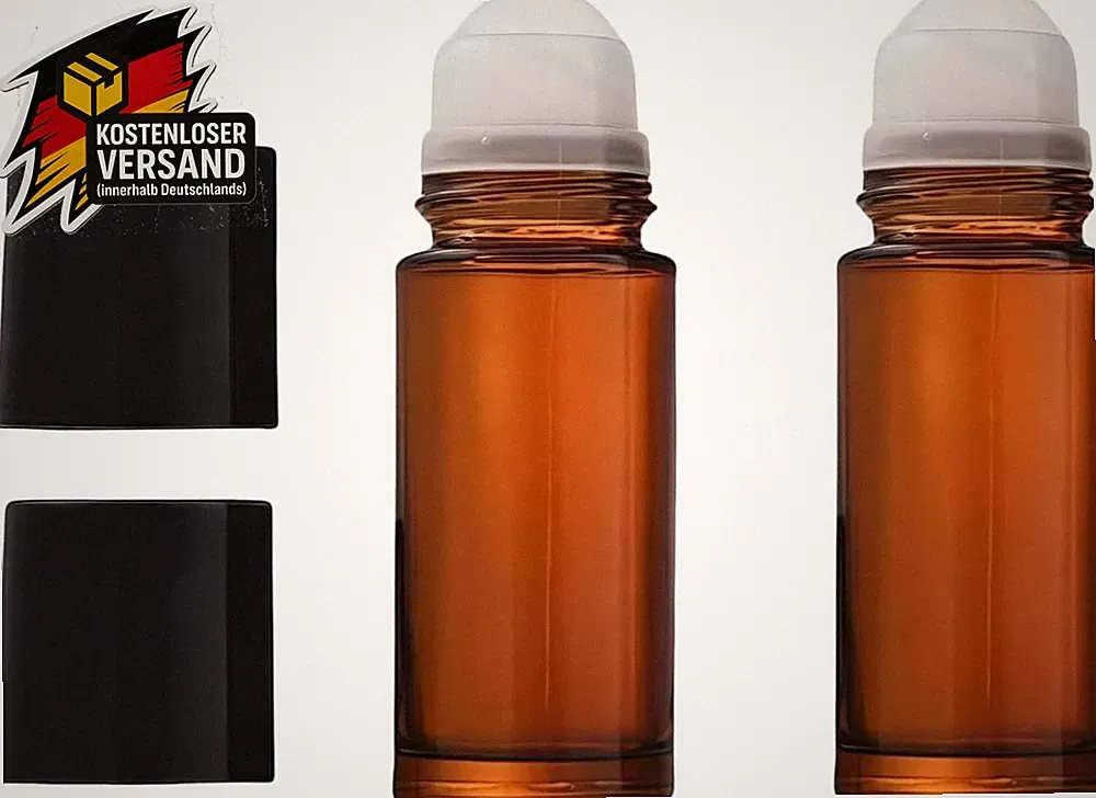 Set mit 2 braune Glasflaschen 30 ml für ätherische Öle Parfüm Roll-On Nachfüllba