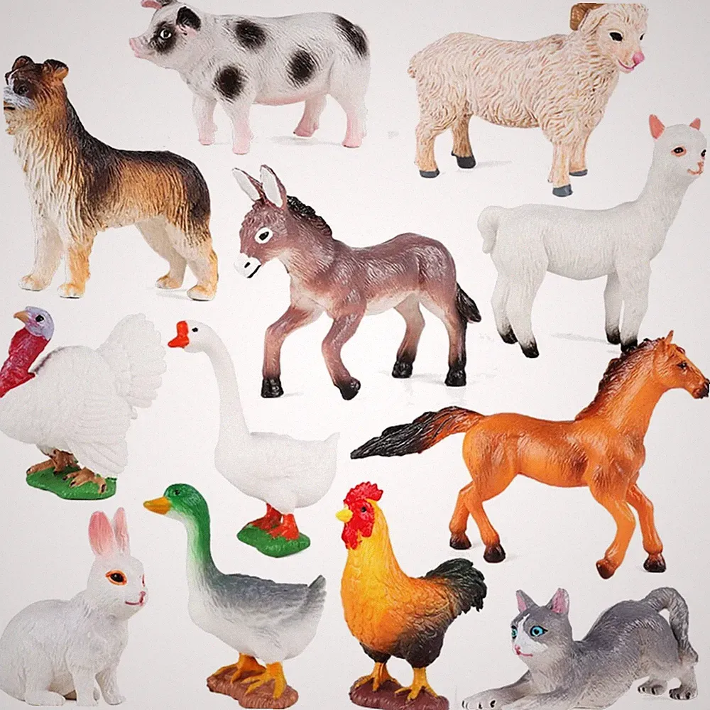 SIENON 12Pcs Bauernhof Tierfiguren Spielzeug Set – Lernspielzeug für Kinder