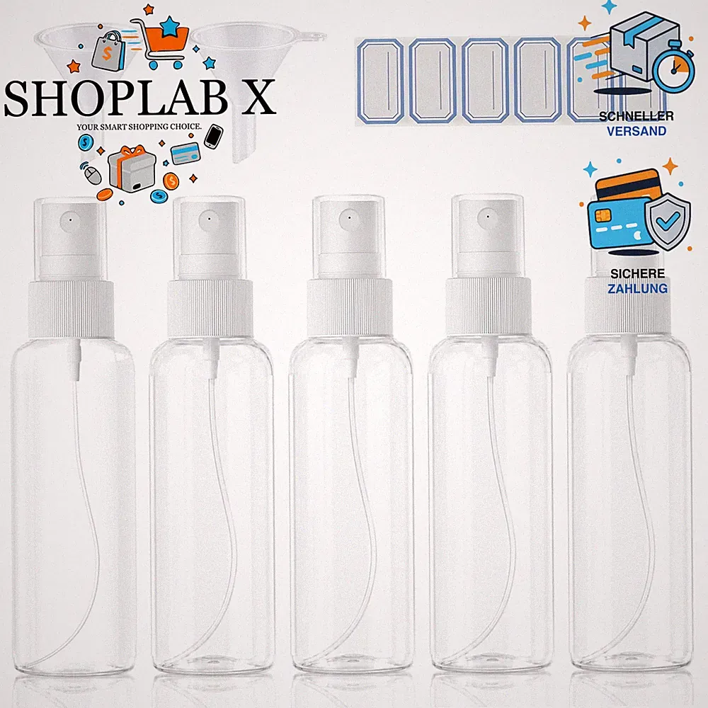 Sprühflasche Zerstäuber 100ml 5x leer zum Befüllen mit Parfüm Ölen