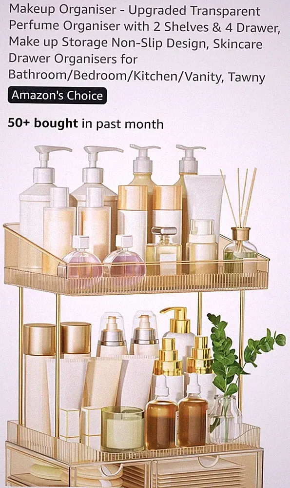 StowBin Make-up Organizer 2 Ablagen 4 Schubladen groß Waschtisch Parfüm Hautpflege Aufbewahrung