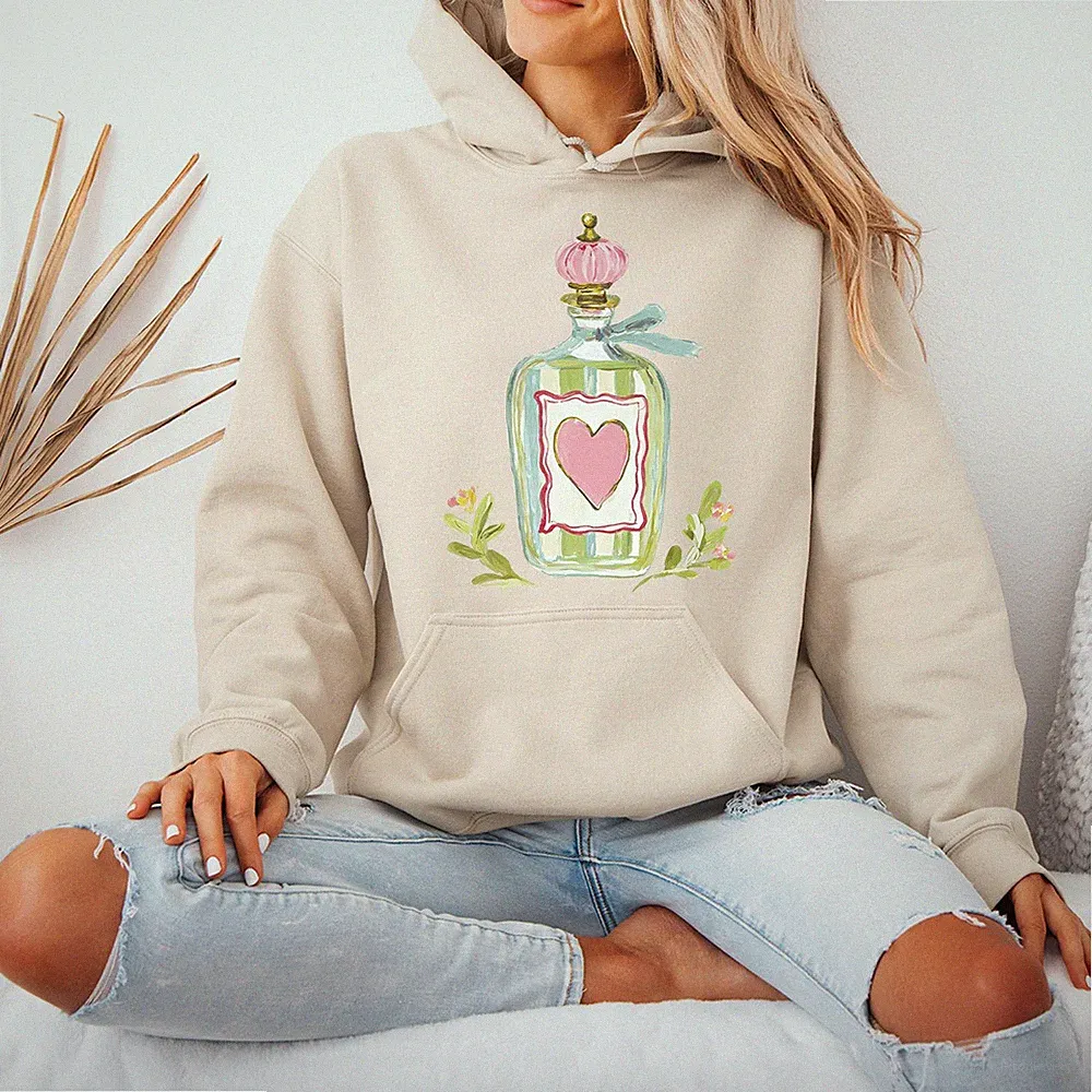 Süßer Parfum Flakon Damen Hoodie Herz Blumen Kokette Beauty Liebhaber Geschenk
