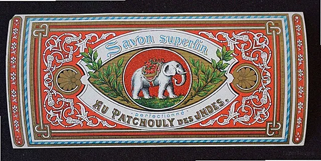 Superfeines Seifenetikett mit Patchouli aus Indien Elefant Parfüm Soap Label