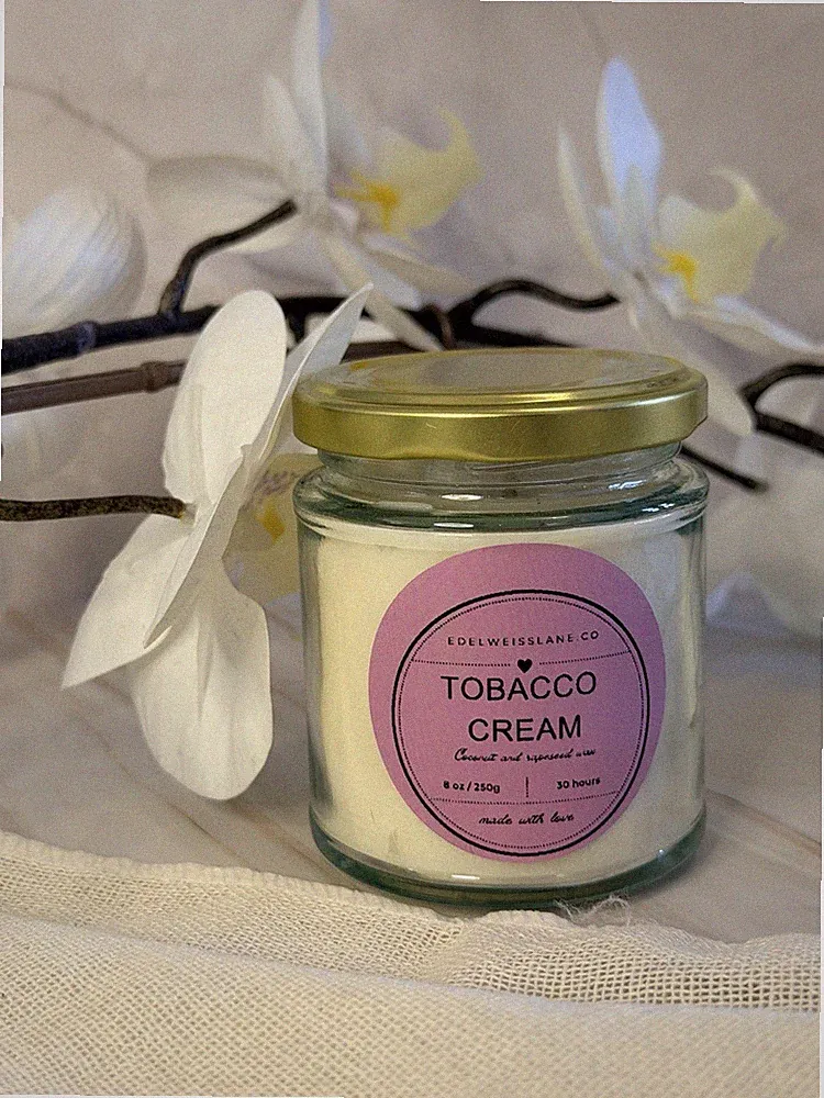 Tabak Creme Kerze Kokos Rapswachs Warm Vanille Luxus Duft