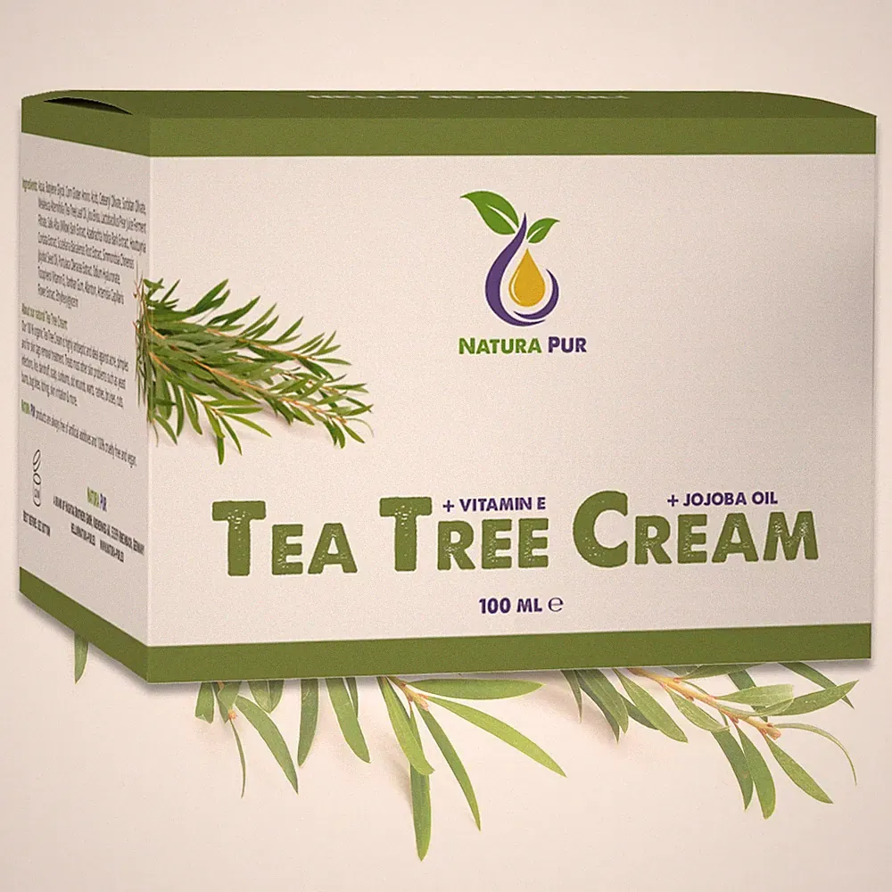 Teebaumöl Creme BIO 100ml, Anti Pickel Akne Mitesser, Pflege unreine Haut